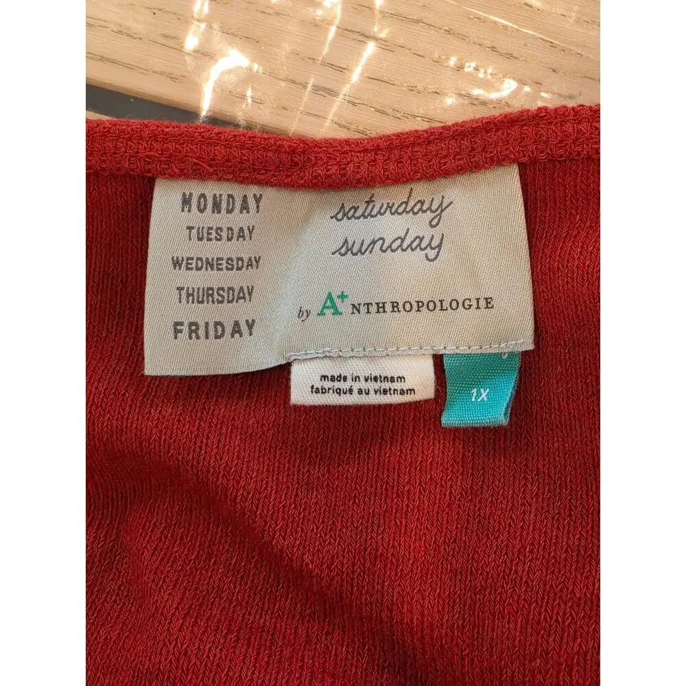 Anthropologie Saturday Sunday Wrap Cropped Sweater Size 1X Burnout Orange